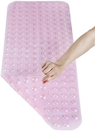 Extra Long Bathtub Mat,Anti-Slip Anti-Bacterial Shower Mat,Simple Deluxe Slip-Resistant Bath Mats by NTTR(Pink,16 W x 39 L Inches)