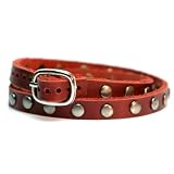 Red Leather Double Wrap Zen Bracelet, Adjustable 6 to 7.5 Inches (Foil Gift Box)