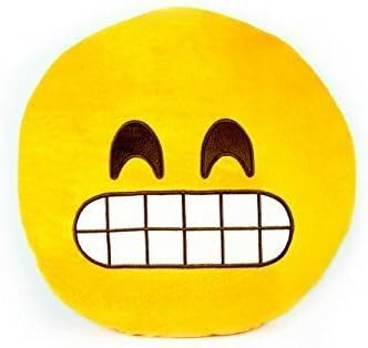 Teeth Grin Emoji 13" Plush Throw Pillow by Throwboy by Throwboy