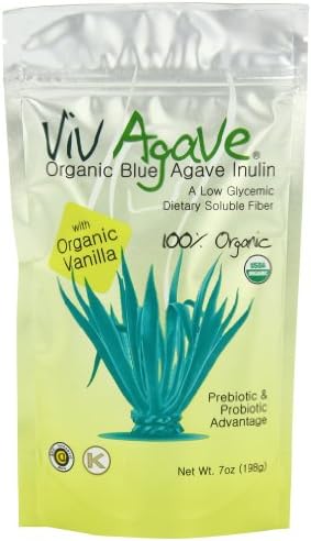 Viv Agave, Organic Blue  Agave Inulin Powder, Vanilla, 7 Ounce Pouch