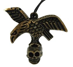 Resin Imitation Bone Pendant Eagle Skull - Adjustable Cord - 66mm x 57mm