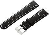 TechnoMarine US Navy 24-mm Black Rubberized Leather Strap with Single-Buckle
