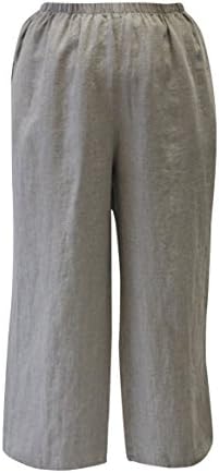 Women's Flax Linen Natural Wide Leg Floods Pant (Medium (10-14), Natural)