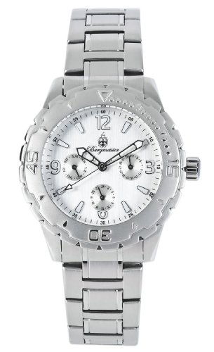 Burgmeister Rom BM402-111 Herren Quarz Uhr Edelstahl drehbare Lünette silbernes Zifferblatt Tag/Datum/24h Sicherheitsfaltschließe