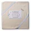 SwaddleDesigns Organic Ultimate Receiving Blanket- Natural with Pastel Blue Trim