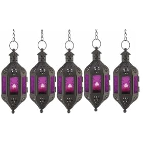 Purple Candle Lanterns Set of 5