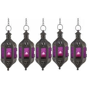 Purple Candle Lanterns Set of 5