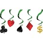 Casino Party Hanging Swirl Decorations 5ct