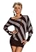 Sexy Asymmetrisches Strick Kleid Minikleid in Einheitsgröße Gr. 34 36 38 in Dunkelbraun Grau gestreift, Super Damen Outfit