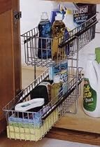 Dual-Tier Chrome Basket Storage Drawers