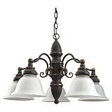 Sea Gull Lighting 31051-71 Canterbury Five-Light Chandelier, Antique Bronze Finish with Satin Etched Glass