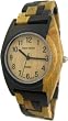 Tense Mens Multicolored Dark Light Natural Wood Watch G8109DM