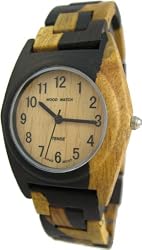 Tense Mens Multicolored Dark Light Natural Wood Watch G8109DM