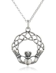 Sterling Silver Claddagh Pendant, 18"