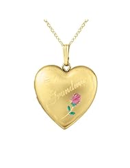 Gold over silver SS & Yg Plated Heart Locket w/ Rose "#1 Grandma" Necklace