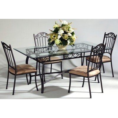 Rectangular 5 Piece Glass Table Set