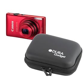 DURAGADGET Black Hard Shell Camera Case For Canon IXUS 220 HS, 115, PowerShot SX220 HS, A3300