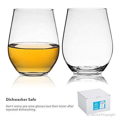 MICHLEY Unbreakable Stemless Wine Glasses,100 Tritan Shatterproof Reusable Glass for Red or