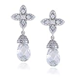 Sterling Silver Cubic Zirconia Cross w/ Briolette Drop Earrings by Cheline