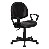 Flash Furniture Mid-Back Black Leather Ergonomic Task Chair with Arms