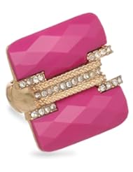 RAIN Large Fuchsia Square Adjustable Ring