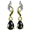 Boucles d'Oreilles Pendantes - Femme - Or jaune (9 cts) 0.94 Gr - Saphir - Diamant
