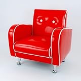 Retro Style Red Vinyl Chair for Kids, 20 Inch X 17.5 Inch