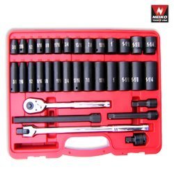 Professional Grade 34-Piece 1 2 High Visibility Impact Socket Set METRIC by Neiko Tools