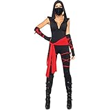 Leg Avenue Women's Deadly Ninja, Large, Black/Red