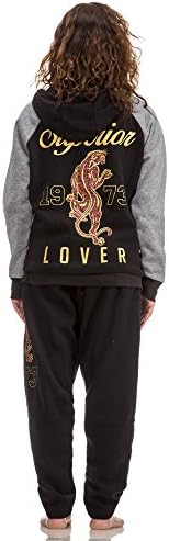 (79761XR) Classic Designs Womens Plus Size Couger Hoodie Sweatsuit in Black Size: XXX-Large