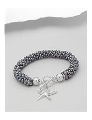 Tahiti (Dyed) Starfish Fresh Water Pearl Bracelet In 92.5 Sterling Silver