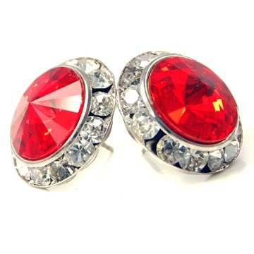20mm Framed Red Swarovski Crystal Stud Earrings Fashion Jewelry