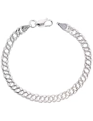 Sterling Silver Italian Flat Double Curb Chain Necklaces & Bracelets Nickel Free 6mm wide, sizes 7 - 30 inch