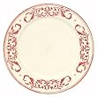Ceramic Pottery Salad Plate With Crimson Red Decorative Scroll Design 8.5"D Set / 2