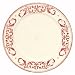 Ceramic Pottery Salad Plate With Crimson Red Decorative Scroll Design 8.5"D Set / 2
