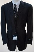 Black Ferrecci Pinstripe Tone on Tone Italian Style Suit