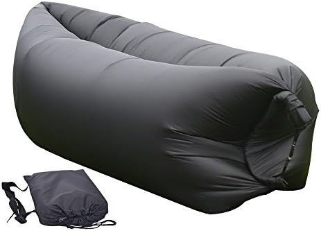 AIRSTANT Inflatable Air Lounger. Quality Lazy Fatboy Sac, Bean Bag Chair, Hangout Hammock, Sleeping Bag, Sofa Bed Couch for Camping, Beach, Park, Pool and Backyard. (Black)