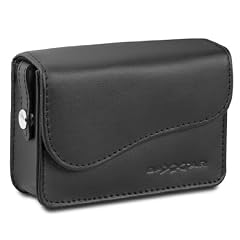 Bundlestar * BAXXTAR M Premium Kameratasche schwarz (Leder) mit praktischem Magnetverschluss f�r -- Canon PowerShot SX220 SX230 SX240 SX260 -- Panasonic Lumix DMC TZ31 TZ25 TZ22 TZ18 TZ10 -- Nikon S8200 P300 -- (weitere Modelle: Siehe Produktinformationen)