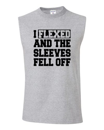 Large Athletic Heather Adult I Flexed And The Sleeves Fell Off Funny Gym Workout Sleeveless T-Shirt