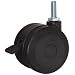 E.R. Wagner Stem Caster, Open Twin Swivel with Brake, Polyurethane Wheel, Plain Bearing, 125 lbs Capacity, 3" Wheel Dia, 2-7/16" Wheel Width, 3-3/16" Mount Height, 3/8"-16 Stem Dia, 1" Stem Height