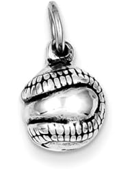 Sterling Silver 3D Antiqued Baseball Charm