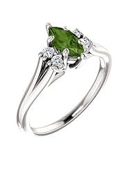 18K White Gold 8.00x4.00mm Marquise Cut Green Tourmaline and Diamond Ring -- LIFETIME WARRANTY