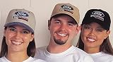 Ford F Series Truck Fine Embroidered Hat Cap, Washed Khaki/Blue