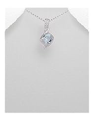 Rhodium plated pendant set with gem stones Necklace In 92.5 Sterling Silver