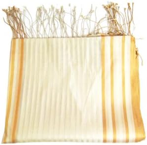 Cerise Shawl Wrap 100% Silk Stripes Thin Nepal 55 x 180 cm Tan, Golden Rod, and Khaki