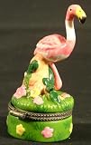 Tropical Tiki Pink Flamingo Lover Trinket Box phb