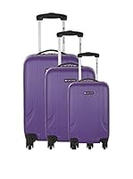 PLATINIUM Set de 3 trolleys rígidos (Morado)