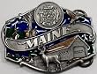 Maine State 3-D Enamel Pewter Belt Buckle