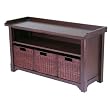 Winsome 94341 Antique Walnut Storage Bench with Baskets Set