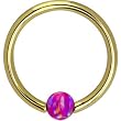 Solid 14KT Yellow Gold Purple Synthetic Opal Captive Ring - 14 Gauge 3/8"